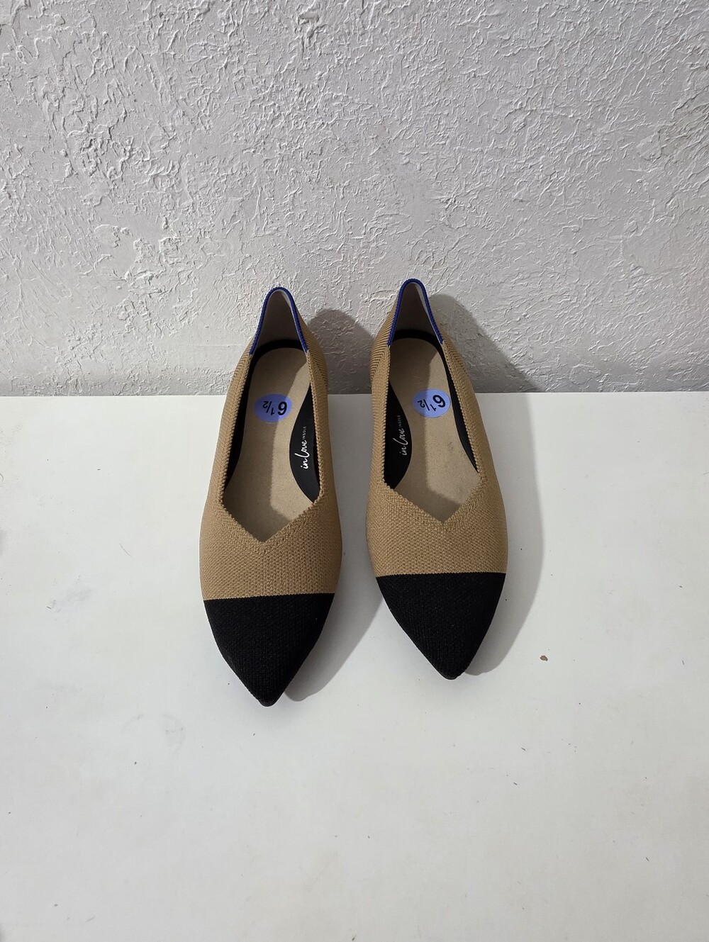 Rothy’s The High Point Wren Captoe Tan Black Heels Women's Size 6.5